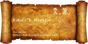 Kabók Mietta névjegykártya
